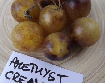 Tomato Amethyst Cream Cherry - 5+ seeds - Heirloom - GORGEOUS RARITY! P 010