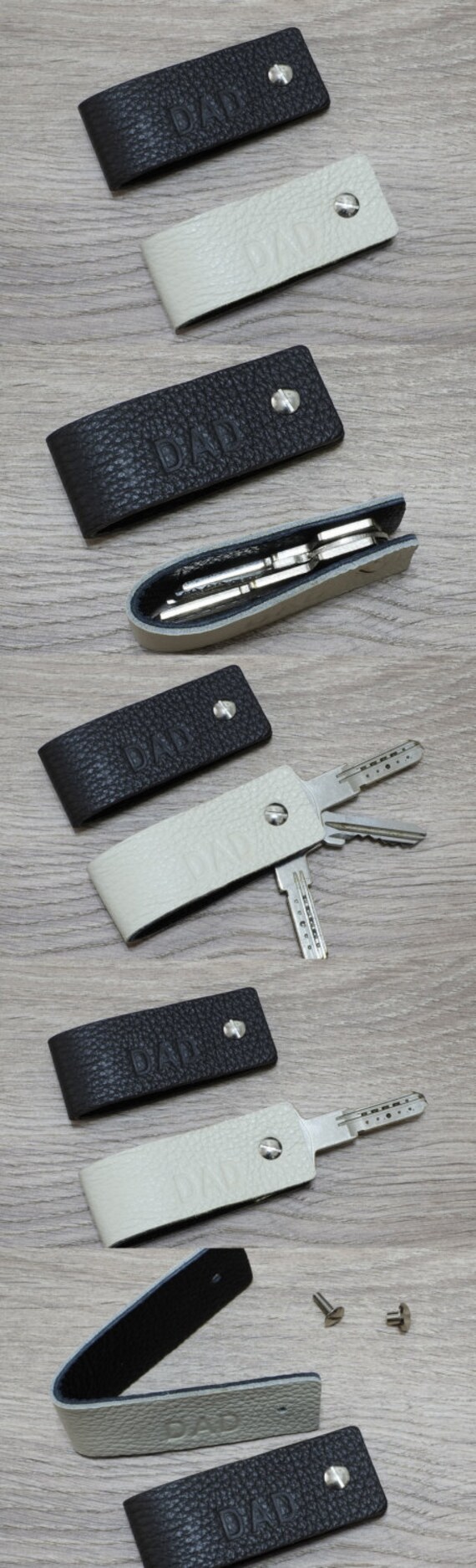 Slim Key Holder Leather Keychain Double Face & Reversible Etsy