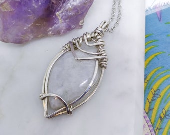 Rainbow Moonstone | Crystal Healing Pendant |Argentium Sterling Silver | Moonstone | Healing Crystals | Crystal Healing | Gemstone Jewelry