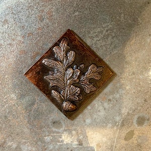 Real metal-Oak leaf & acorn Tile - 4x4 inches hand poured in Montana.