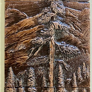 Pine Tree triple Tile Right - 4x12 inches hand cast metal (not resin) in Montana. Rustic tile and hardware.