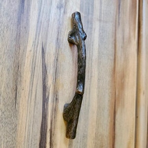 5" Rustic lodge Twig - 3"CC inch cabinet pull - Hand poured in Montana!