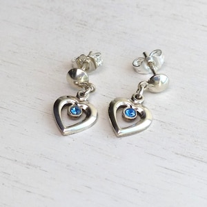 Vintage Danish 830S Solid Silver heart earrings dangle Modern earrings Denmark Scandinavian jewelry