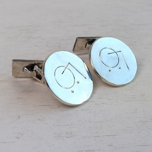 Wiwen Nilsson Sweden Sterling silver 1940 Art Deco Monogram Cuff Links modernist cufflinks vintage Mid-century Swedish Scandinavian Jewelry