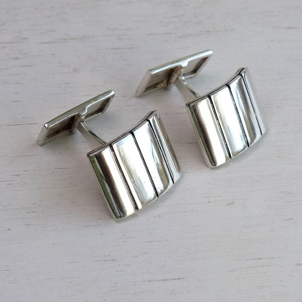 Danish Guldsmedehøjskolen Sterling silver Modernist structural Cuff links Rectangular Geometric cufflinks Denmark Scandinavian Jewelry