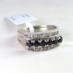 Eriksson Denmark Sterling silver Sapphires ring modernist vintage Danish Scandinavian jewelry