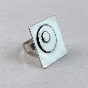 Oversized Zweedse 925 sterlingzilveren vierkante ring vintage grote modernistische cirkelring Zweedse Scandinavische sieraden