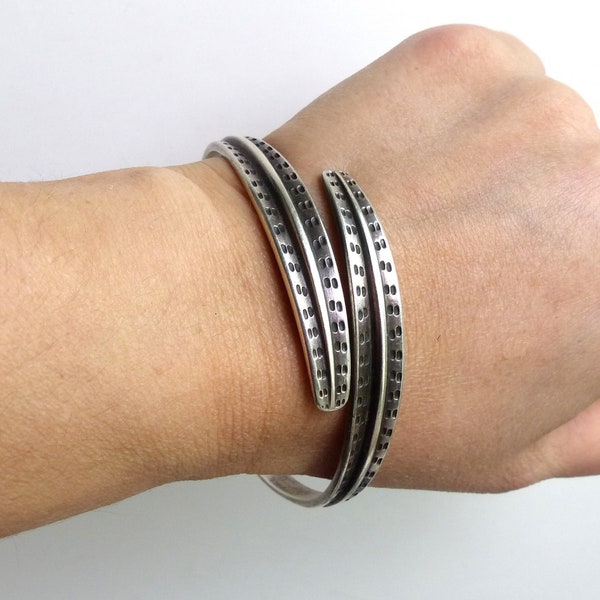 David Andersen Norway Sterling silver Viking bracelet Mid century modern wrap Bracelet Norwegian Scandinavian jewelry