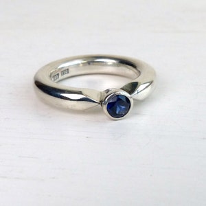 Knut Andersson Sweden Sterling silver Sapphire modernist bold ring blue stone ring modern vintage Swedish Scandinavian jewelry image 5