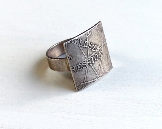 Vintage Sterling Silver 925 Square Ring Modernist Ring - Etsy Canada