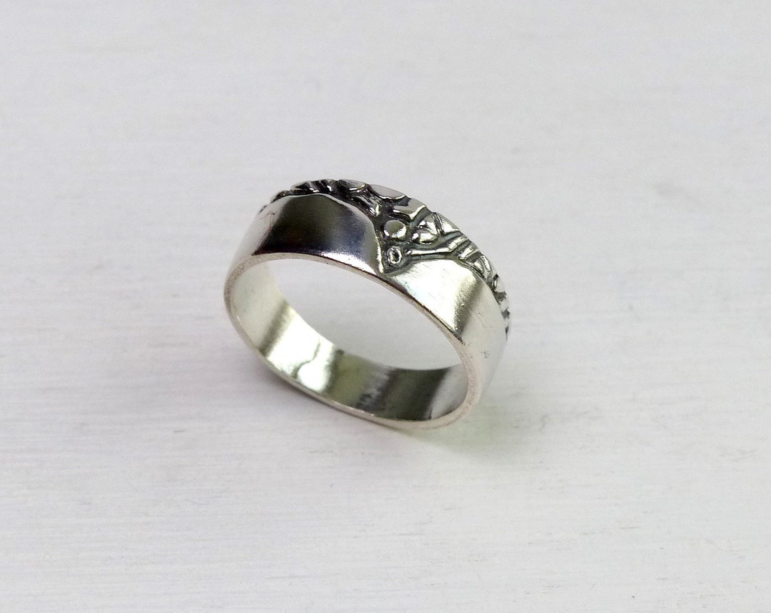 Vintage Sterling Silver 925 Structural Ring Size 5.75 Unisex Wide Band ...