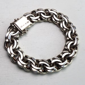 Heavy Victor Janson Sweden Sterling silver Bismark chain Bracelet 69grams 15mm wide vintage Swedish Scandinavian jewelry