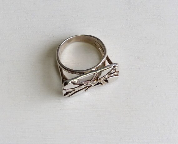 Vintage Sterling silver Sezgin Rectangle Ring des… - image 4