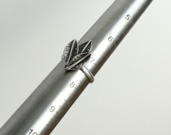 Sterling Silver 925 Leaf Ring Three Leaf Ring Triple Leaf
