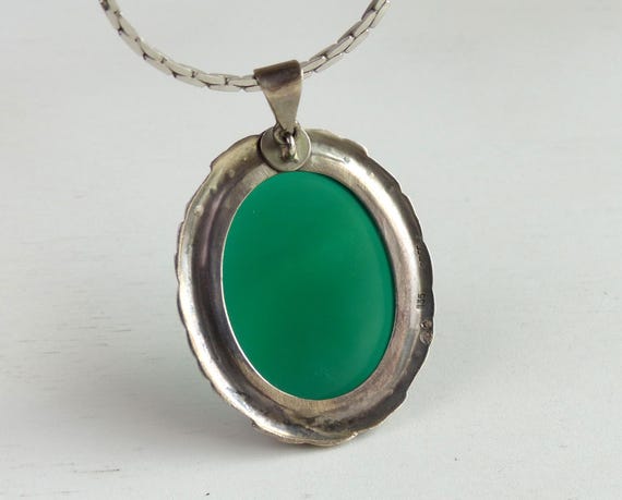 Large Amef 835 Solid silver Chrysoprase Modernist… - image 5