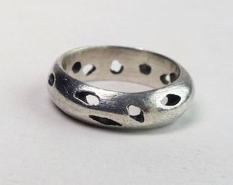 Bague moderniste en argent sterling Lis Persson Danemark Bague unique de créateur Bague brossée taille 8,75 bijoux scandinaves danois vintage
