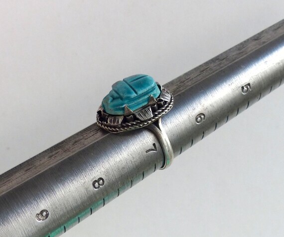 Old Egyptian Hallmarked 800 Solid Silver Scarab B… - image 7