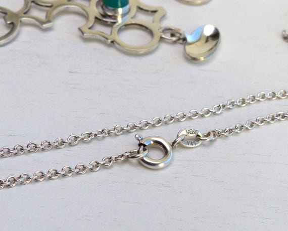 Vintage Finland 830 Solid silver Chrysoprase Neck… - image 8