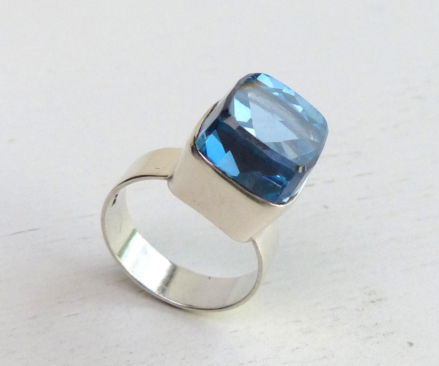 Vintage Scandinavian 835 Solid Silver Modernist Ring Mid Century