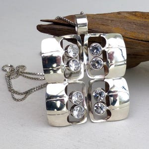 Kultaseppä Salovaara Finland sterling silver Rock crystal Modernist Pendant necklace with Rock Crystal vintage Finnish Scandinavian jewelry