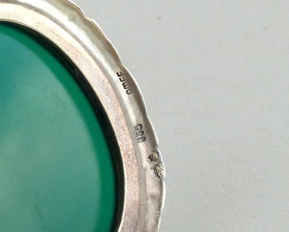 Large Amef 835 Solid silver Chrysoprase Modernist… - image 6