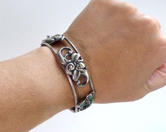 Bracelet Gourmette En Argent Massif 925 - Style Jonc Torsadé Art Nouveau - Occasion