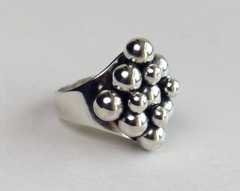 Vintage Scandinavian 835 Solid Silver Modernist Ring Mid Century