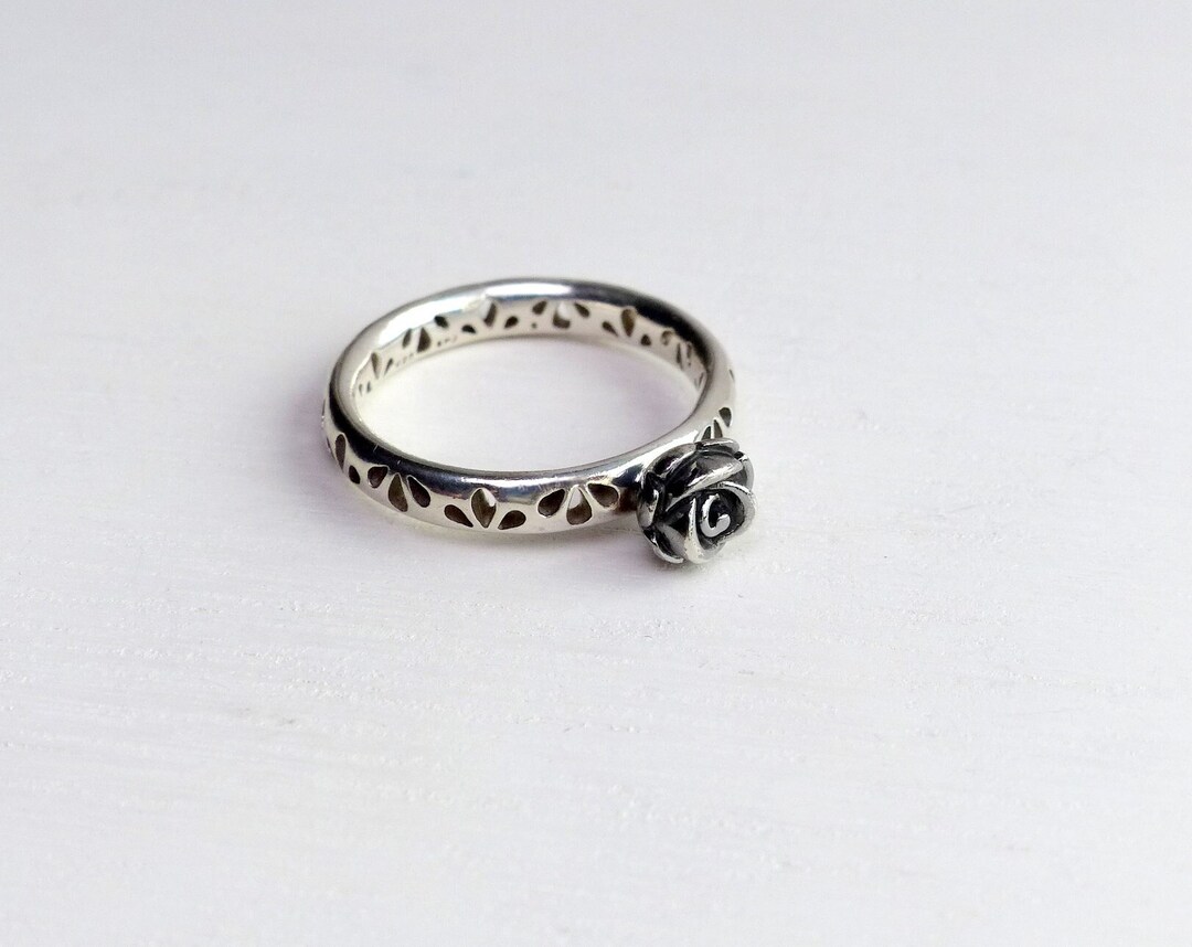 Danish Spinning Jewelry 925 Sterling Silver Flower Rose Ring Blossom