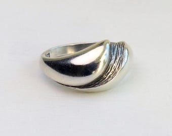 Bernhard Hertz Danemark Bague vague moderniste en argent sterling bague structurelle taille 6, bijoux scandinaves danois vintage abstraits