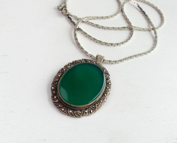 Large Amef 835 Solid silver Chrysoprase Modernist… - image 10