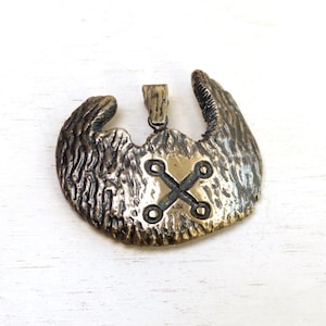 Vintage FinnFeelings Finland sterling silver Viking Moon pendant 12grams structural Lunar Amulet Finnish Scandinavian jewelry