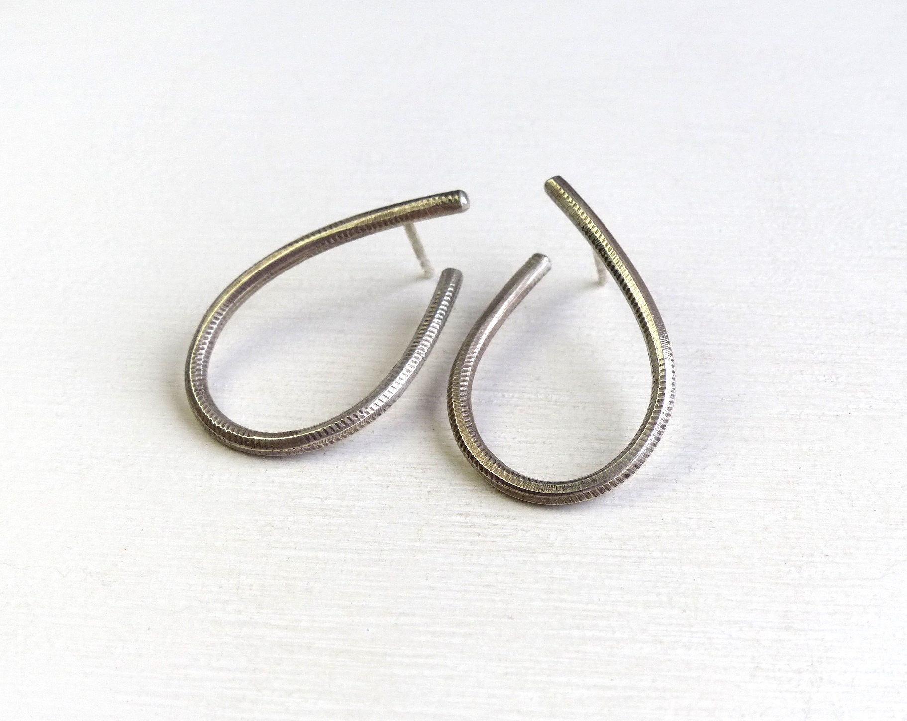 Danish Dulong Sterling Silver 'kharisma' Earrings 30mm Twist Hoop