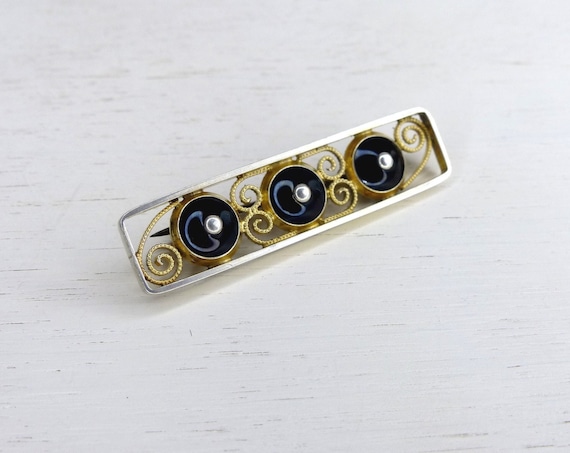 Broche Vintage En Argent Émaillé Guilloché - Bijou Ancien De Norvège - Avec Améthyste