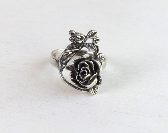 Vintage Sterling Silver 925 Openwork Flower Ring Size 7 Floral
