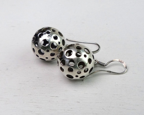 Scandinavian 830 Solid silver Modernist earrings … - image 4