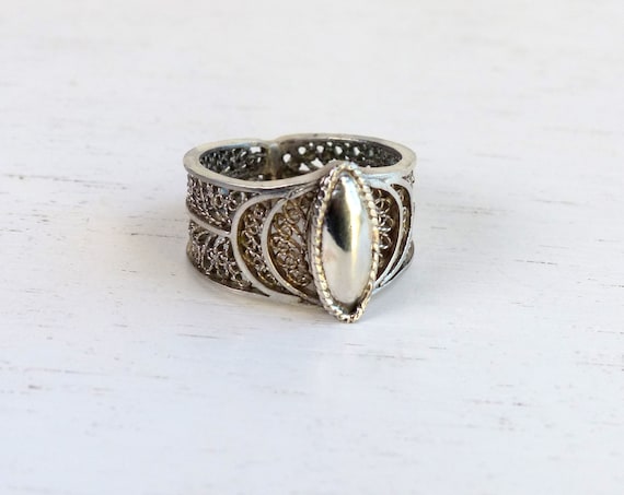 Vintage sterling silver filigree ring Handcrafted… - image 2