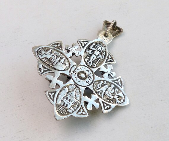 Vintage Jerusalem 900 Solid silver cross heavy 17… - image 5