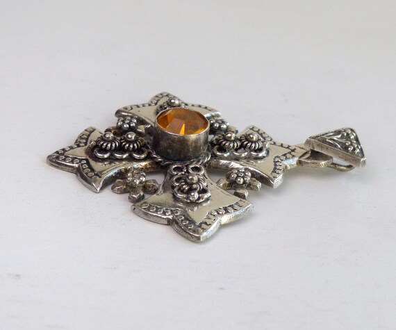 Vintage Jerusalem 900 Solid silver cross heavy 17… - image 4