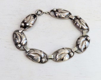 Ericsson Sweden Sterling silver modernist Leaf panel Bracelet vintage Swedish Scandinavian jewelry