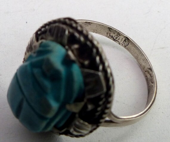 Old Egyptian Hallmarked 800 Solid Silver Scarab B… - image 6