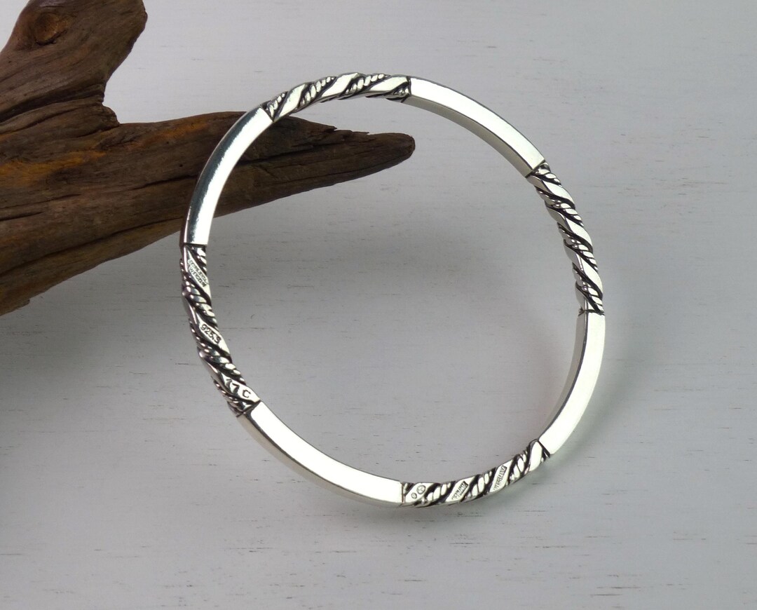 Boutons De Manchette Georg Jensen Argent Sterling - Pierre Œil De Tigre - Style Moderne Milieu Siècle
