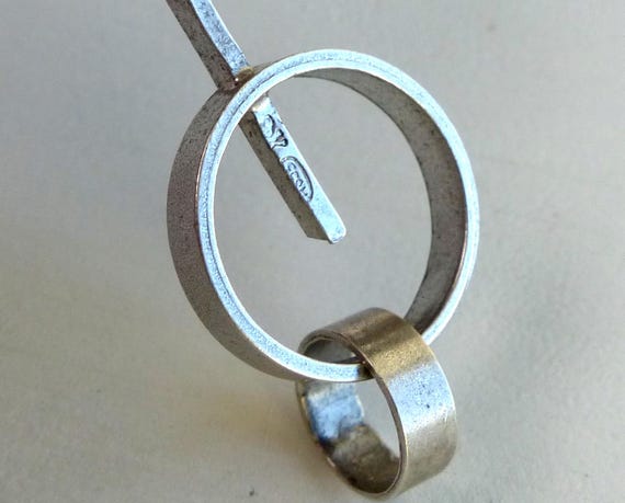 Vintage 835 Solid silver dangle ball pendant Arti… - image 4