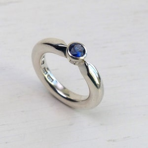 Knut Andersson Sweden Sterling silver Sapphire modernist bold ring blue stone ring modern vintage Swedish Scandinavian jewelry image 1