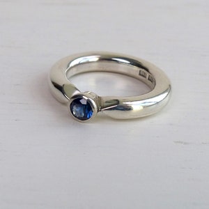 Knut Andersson Sweden Sterling silver Sapphire modernist bold ring blue stone ring modern vintage Swedish Scandinavian jewelry image 2