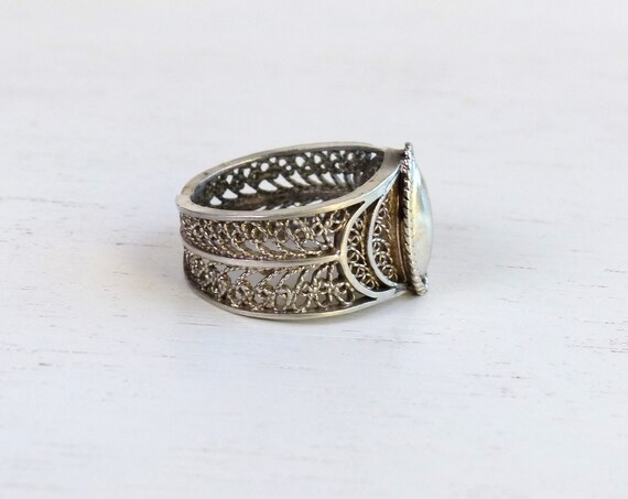 Vintage sterling silver filigree ring Handcrafted… - image 3