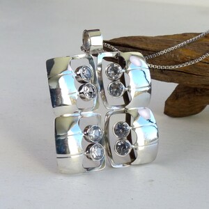 Kultaseppä Salovaara Finland sterling silver Rock crystal Modernist necklace Pendant with Rock Crystal vintage Finnish Scandinavian jewelry