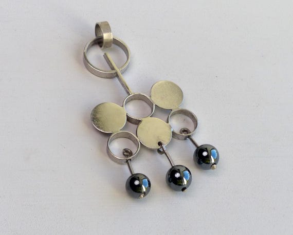 Vintage 835 Solid silver dangle ball pendant Arti… - image 1