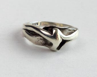 Bent Larsen Denmark Sterling silver Modernist brutalist ring Structural Organic design ring size 6.75 vintage Danish Scandinavian jewelry