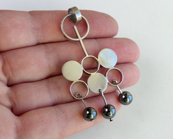 Vintage 835 Solid silver dangle ball pendant Arti… - image 6