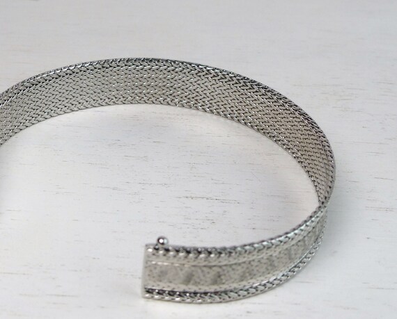 Vintage Solid Silver 835 Woven chain bracelet wid… - image 6